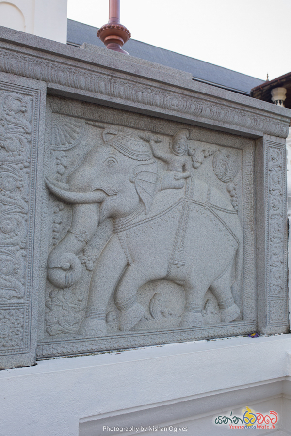 Temple of the Tooth Entrance elephants granite carving Kandy 